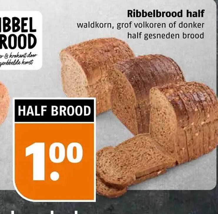 Ribbelbrood half, waldkorn, grof volkoren of donker half gesneden brood