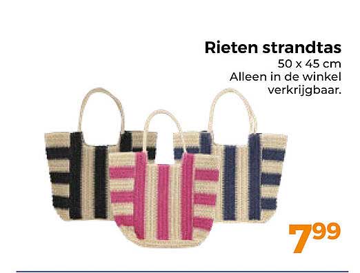 Rieten strandtas 50 x 45 cm Alleen in de winkel verkrijgbaar.
