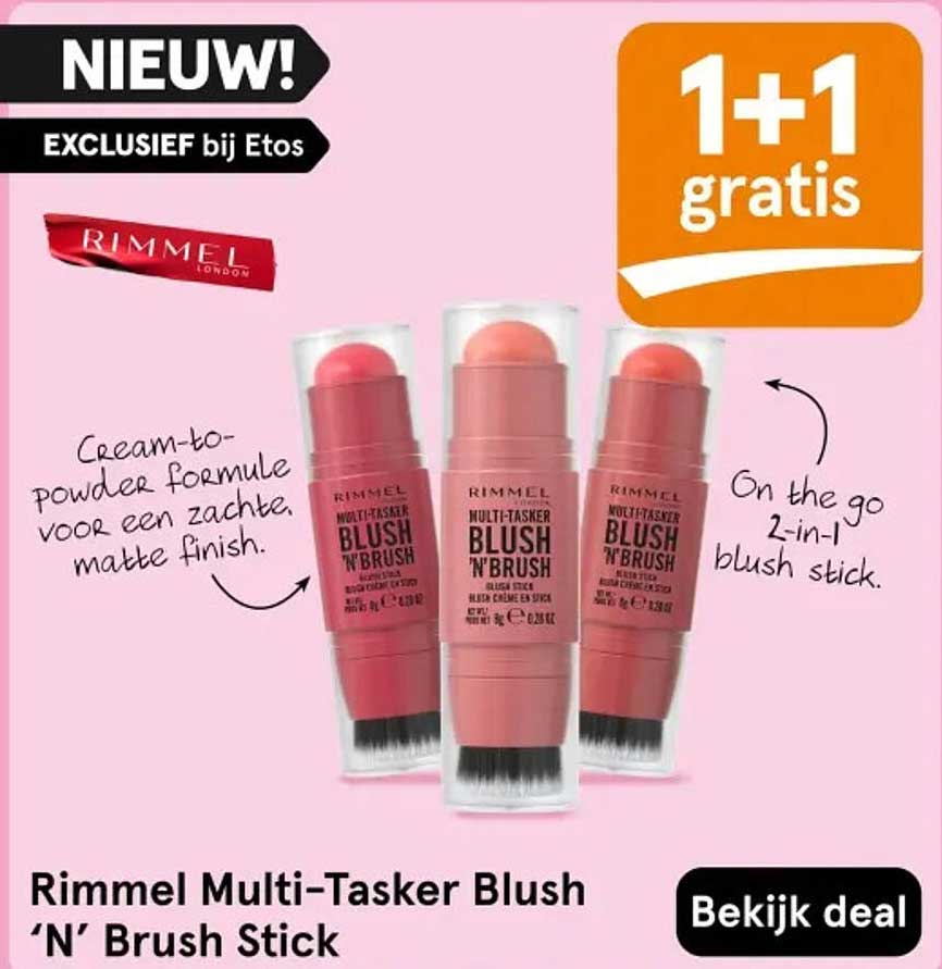 Rimmel Multi-Tasker Blush ‘N’ Brush Stick 1+1 gratis