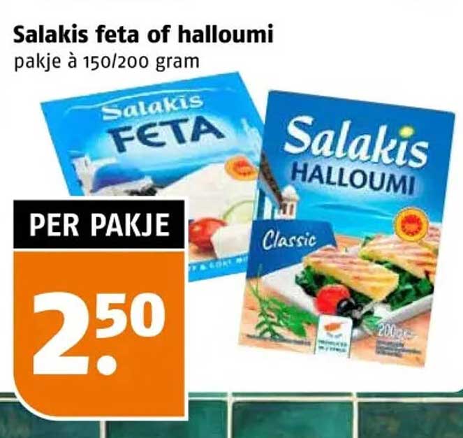 Salakis feta of halloumi pakje à 150/200 gram