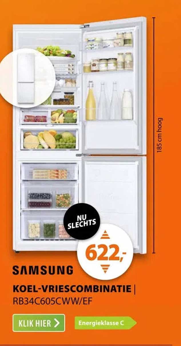 SAMSUNG KOEL-VRIESCOMBINATIE RB34C605CWW/EF