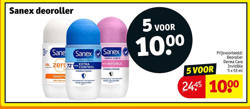 Sanex deoroller 5 voor 10.00