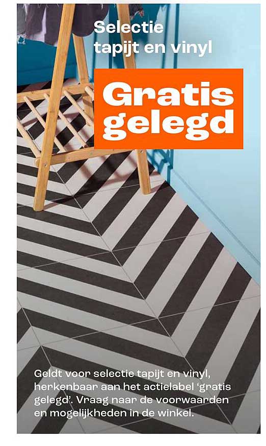 Selectie tapijt en vinyl Gratis gelegd