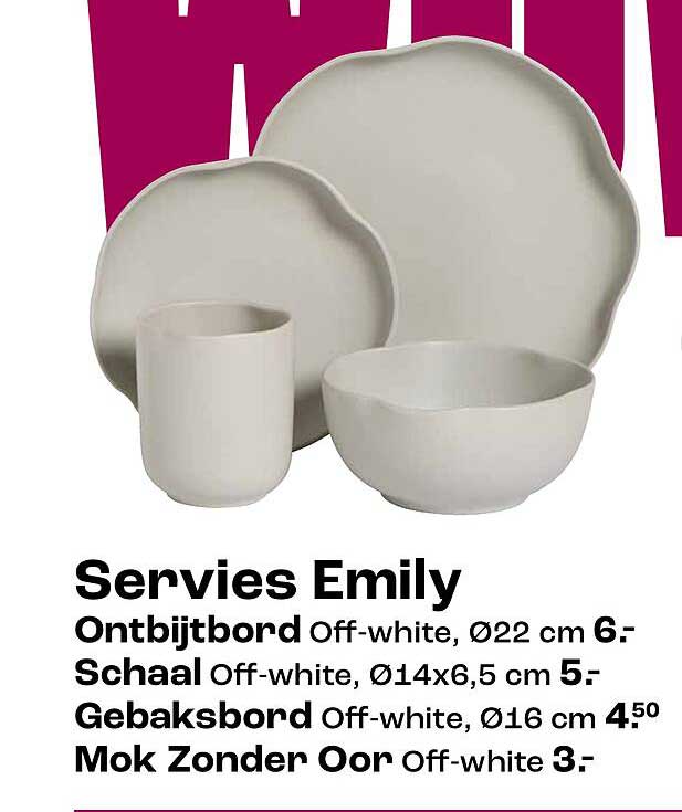 Servies Emily Ontbijtbord Off-white, Ø22 cm