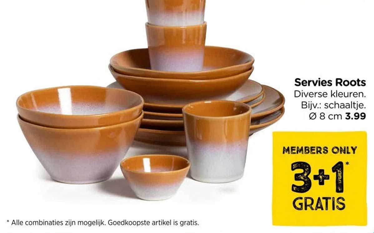 Servies Roots 3+1 gratis