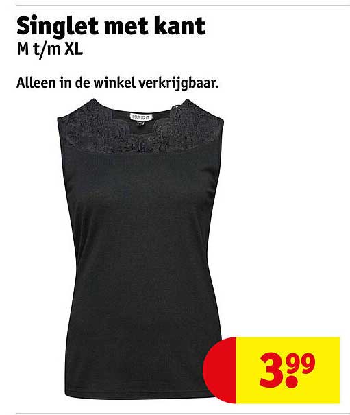Singlet met kant M t/m XL