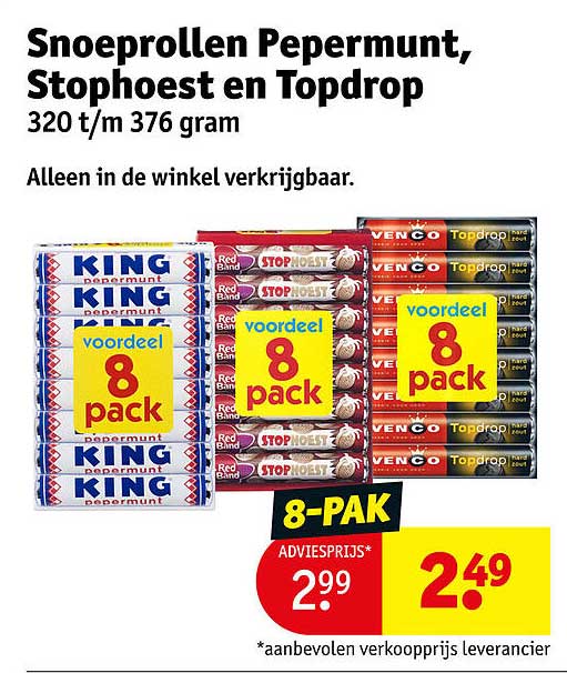 Snoeprollen Peppermunt, Stophoest en Topdrop