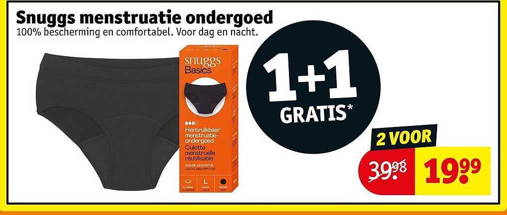 Snuggs menstruatie ondergoed 1+1 GRATIS*