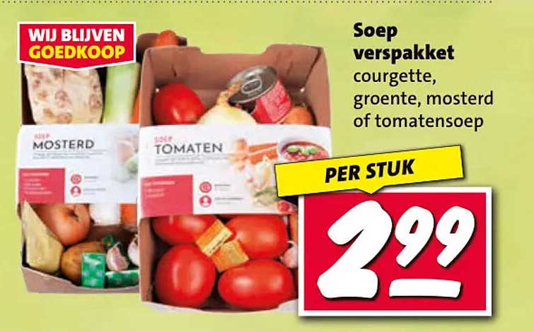 Soep verspakket courgette, groente, mosterd of tomatensoep PER STUK