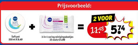 Soft pot 200 ml € 6.49 + 3-in-1 caring reinigingsdoekjes 25 stuks € 4.99 = 2 VOOR