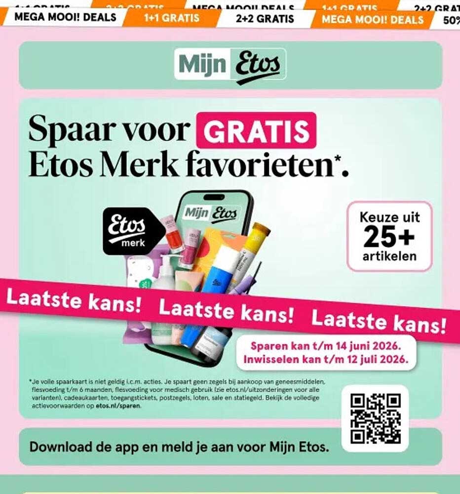 Spaar voor GRATIS Etos Merk favorieten*
