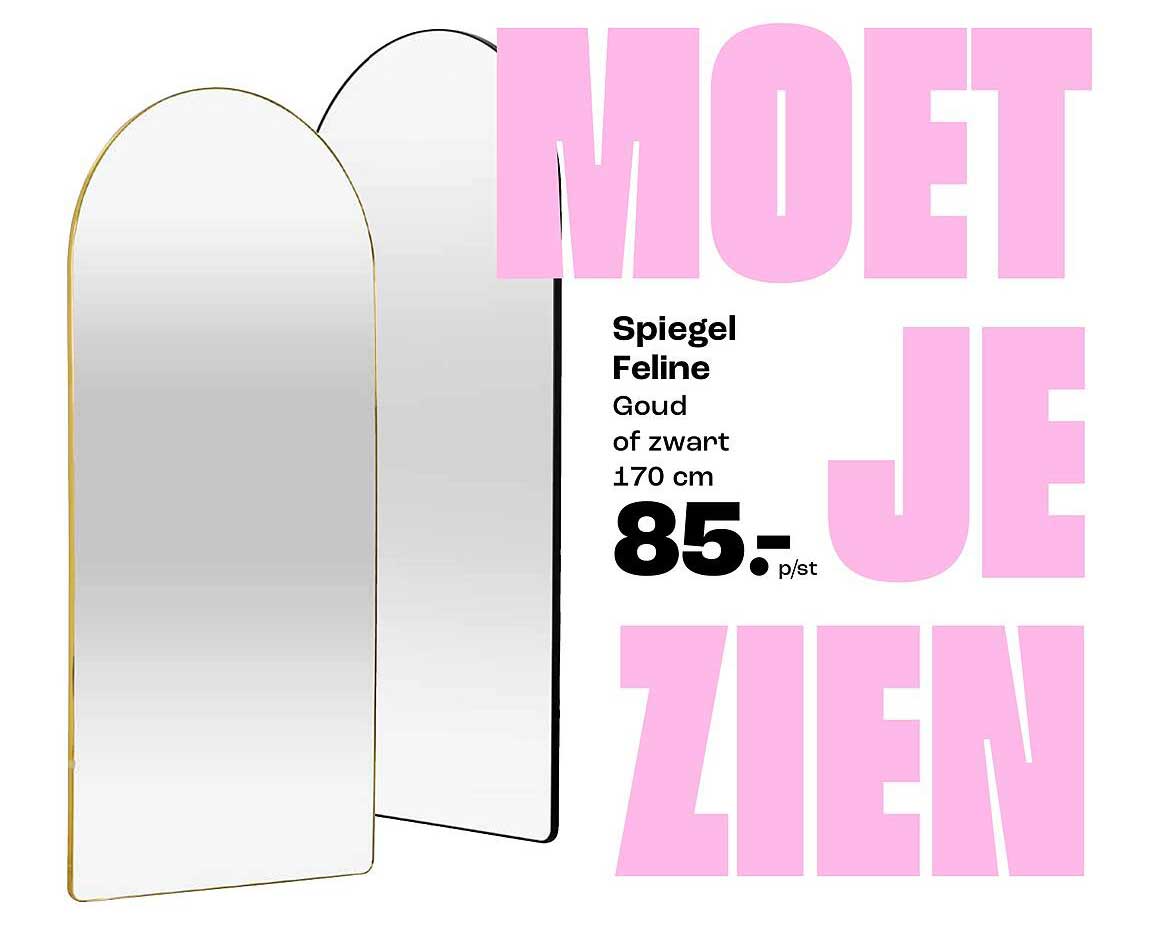 Spiegel Feline Goud of zwart 170 cm