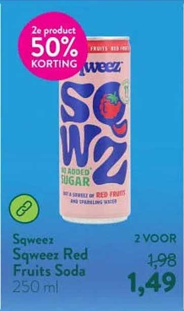Sqweezz Sqweez Red Fruits Soda 250 ml 2e product 50% korting