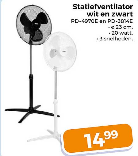 Statiefventilator wit en zwart