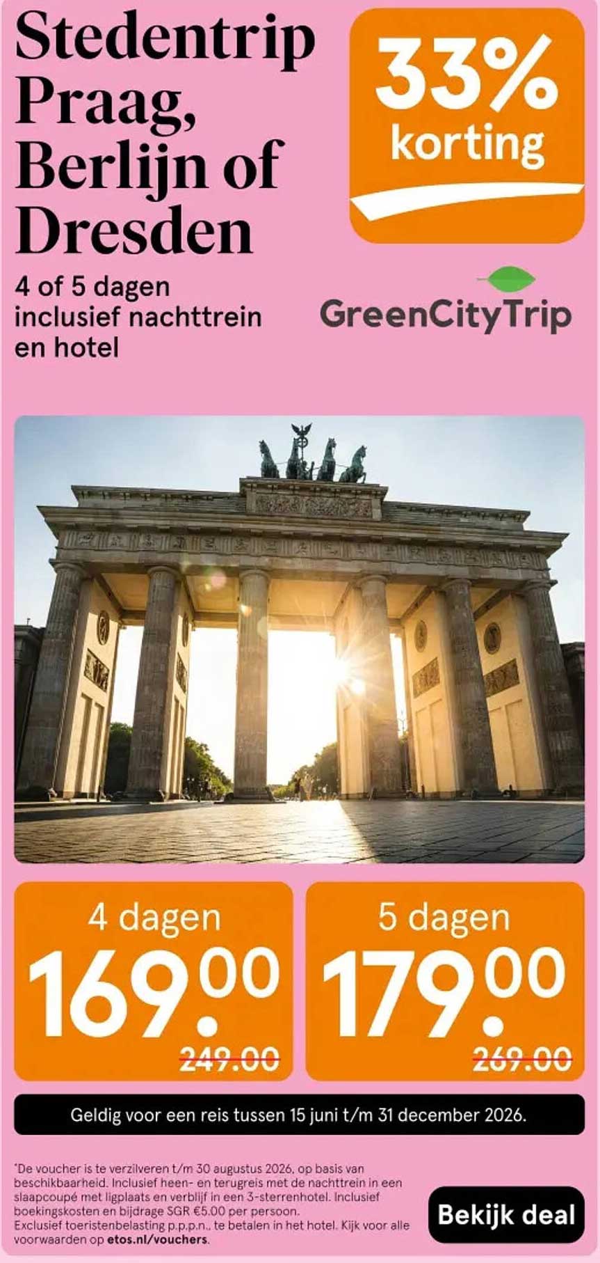 Stedentrip Praag, Berlijn of Dresden 33% korting