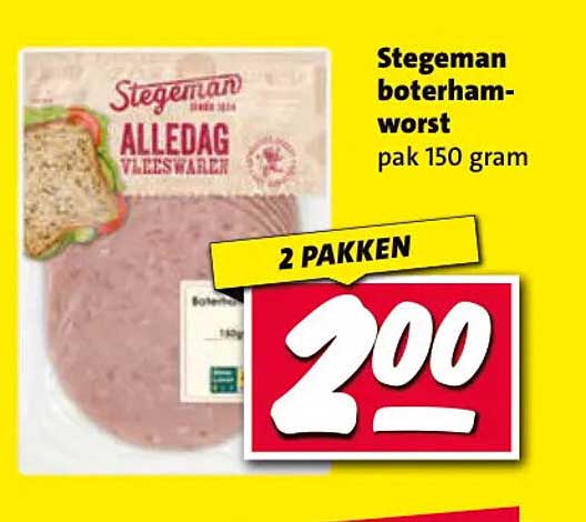 Stegeman boterham-worst pak 150 gram 2 pakken