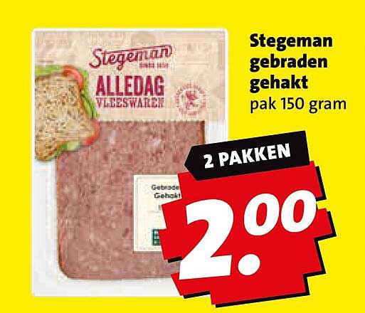 Stegeman gebraden gehakt pak 150 gram 2 PAKKEN
