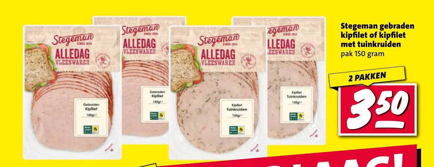 Stegeman gebraden kipfilet of kipfilet met tuinkruiden pak 150 gram 2 pakken