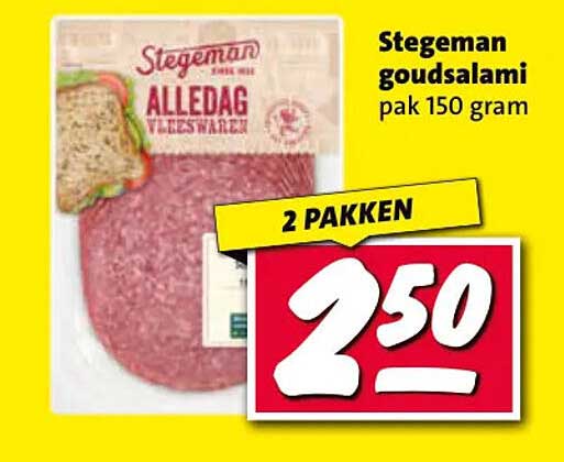 Stegeman goudsalami pak 150 gram 2 pakken