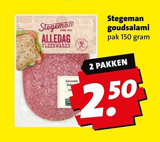 Stegeman goudsalami pak 150 gram 2 pakken
