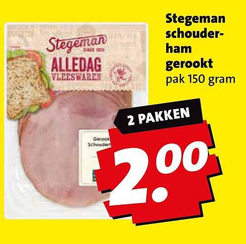 Stegeman schouderham gerookt pak 150 gram 2 pakken