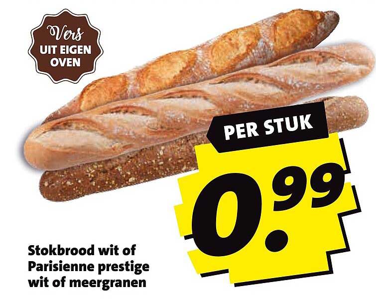 Stokbrood wit of Parisienne prestige wit of meergranen