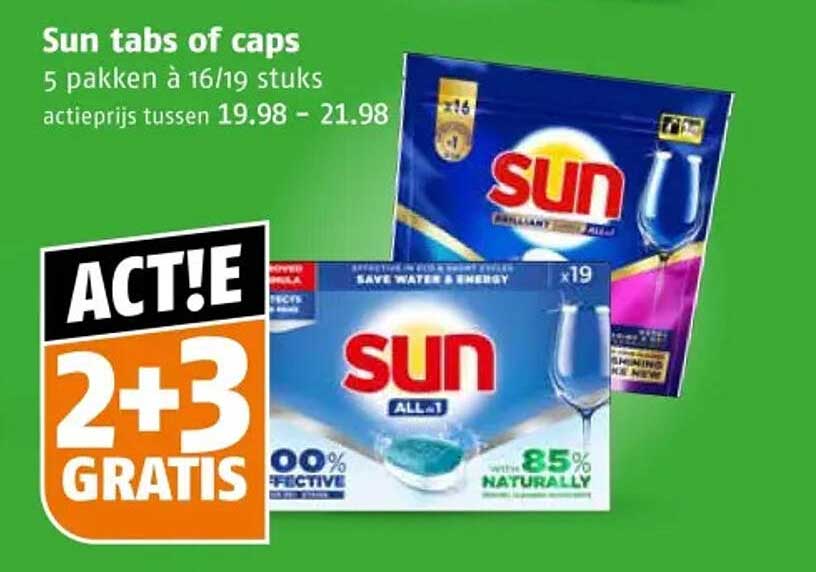 Sun tabs of caps 2+3 gratis