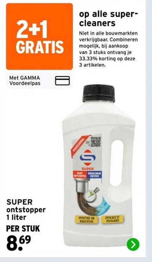 SUPER ontstopper 1 liter 2+1 GRATIS