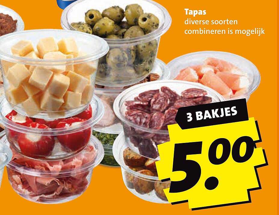 Tapas diverse soorten combineren is mogelijk 3 bakjes