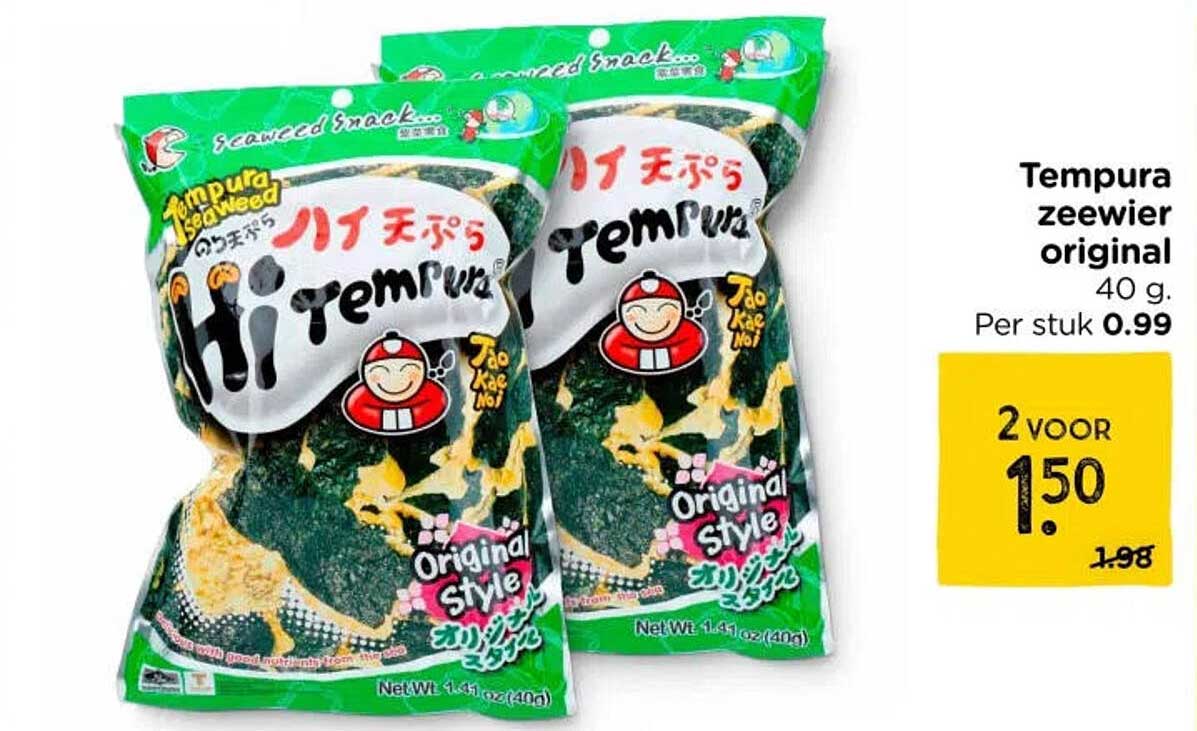 Tempura zeewier original 40 g. 2 voor 1.50