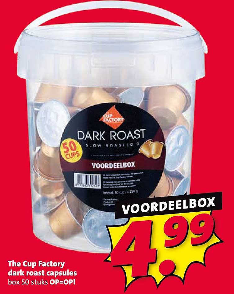 The Cup Factory dark roast capsules box 50 stuks OP=OP! VOORDEELBOX