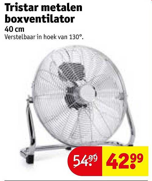 Tristar metalen boxventilator 40 cm Verstelbaar in hoek van 130°