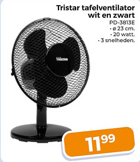 Tristar tafelventilator wit en zwart