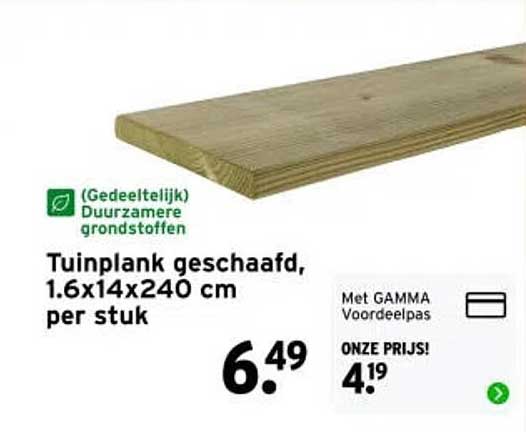 Tuinplank geschaafd, 1.6x14x240 cm per stuk