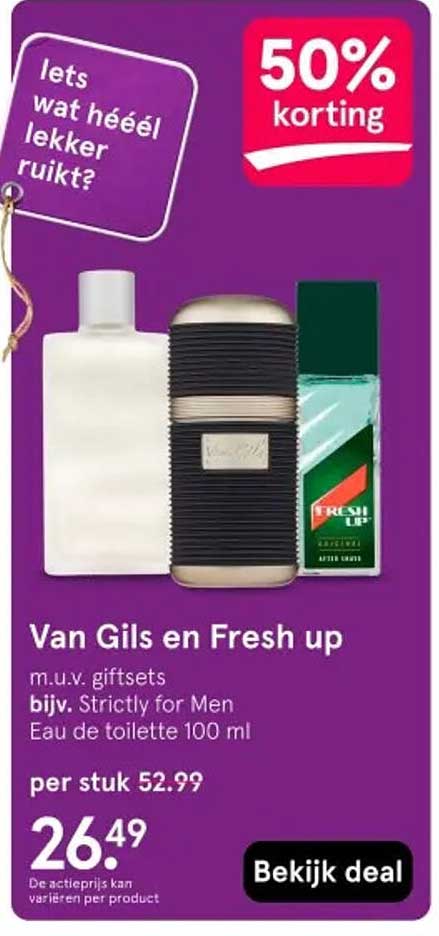 Van Gils en Fresh up 50% korting