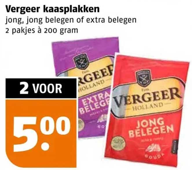 Vergeer kaasplakken jong, jong belegen of extra belegen 2 pakjes à 200 gram