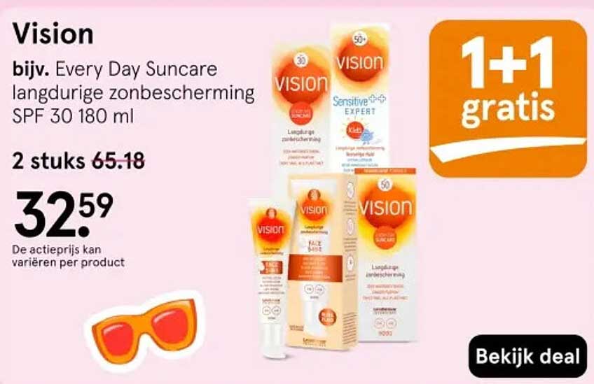 Vision bijv. Every Day Suncare langdurige zonbescherming SPF 30 180 ml 1+1 gratis