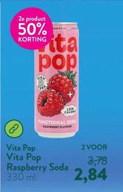 Vita Pop Raspberry Soda 330 ml 2e product 50% korting