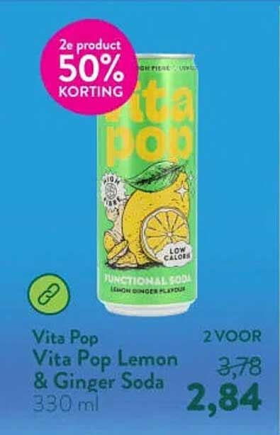 Vita Pop Vita Pop Lemon & Ginger Soda 2e product 50% korting