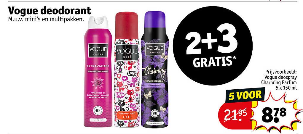 Vogue deodorant 2+3 GRATIS*