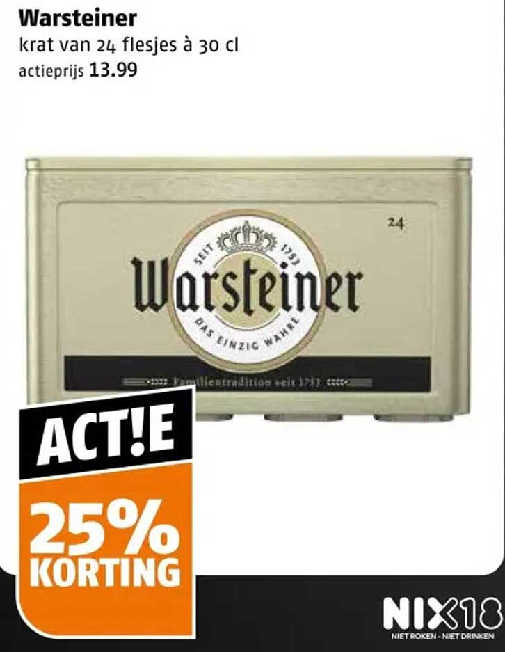 Warsteiner krat van 24 flesjes à 30 cl 25% korting