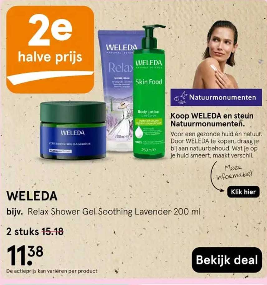 WELEDA - bijv. Relax Shower Gel Soothing Lavender 200 ml 2e halve prijs