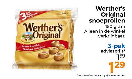 Werther’s Original snoeprollen 150 gram 3-pack adviesprijs*