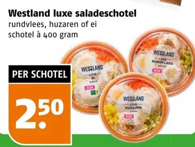 Westland luxe salade­schotel rundvlees, huzaren of ei schotel à 400 gram PER SCHOTEL