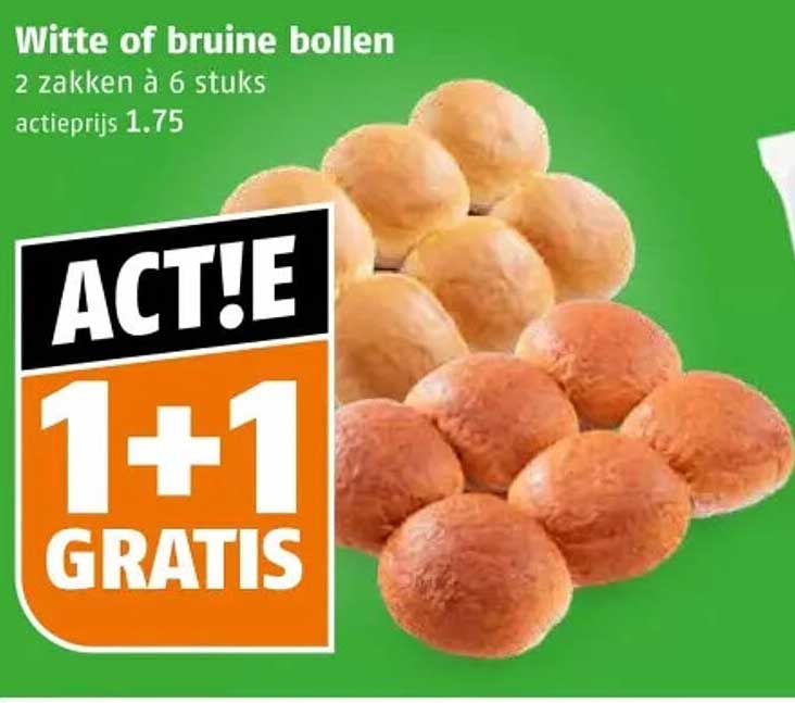 Witte of bruine bollen 1+1 GRATIS