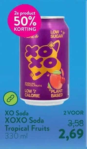 XO Soda XOXO Soda Tropical Fruits 330 ml 2e product 50% korting