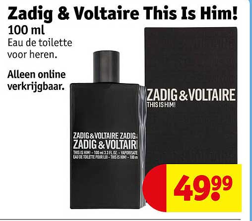Zadig & Voltaire This Is Him! 100 ml Eau de toilette voor heren. Alleen online verkrijgbaar.