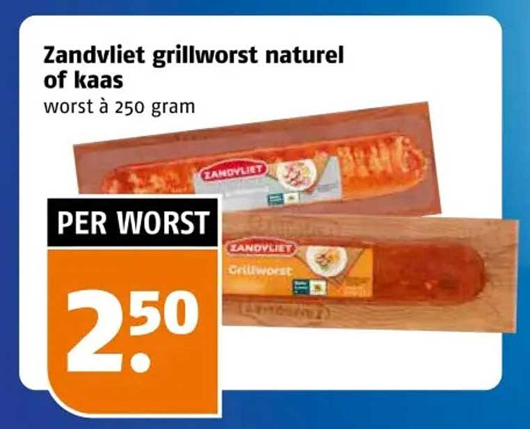 Zandvliet grillworst naturel of kaas worst à 250 gram