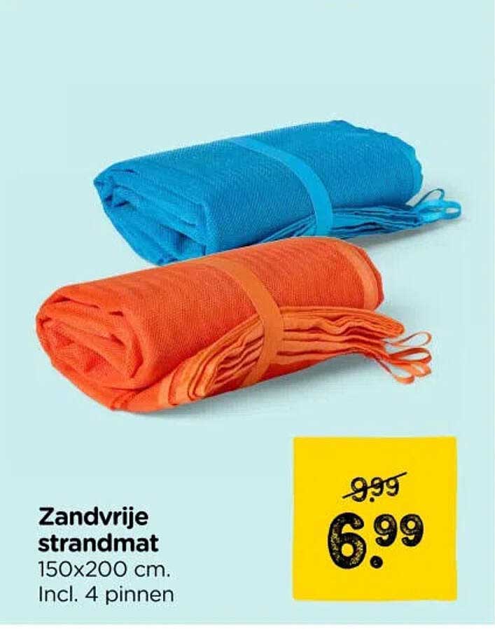 Zandvrije strandmat 150x200 cm. Incl. 4 pinnen