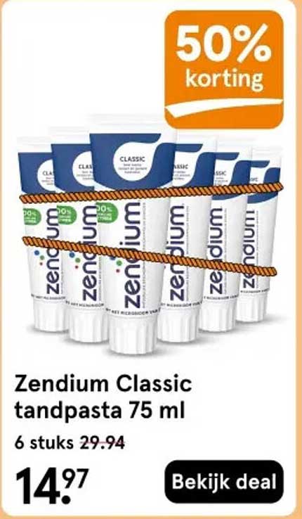 Zendium Classic tandpasta 75 ml 50% korting
